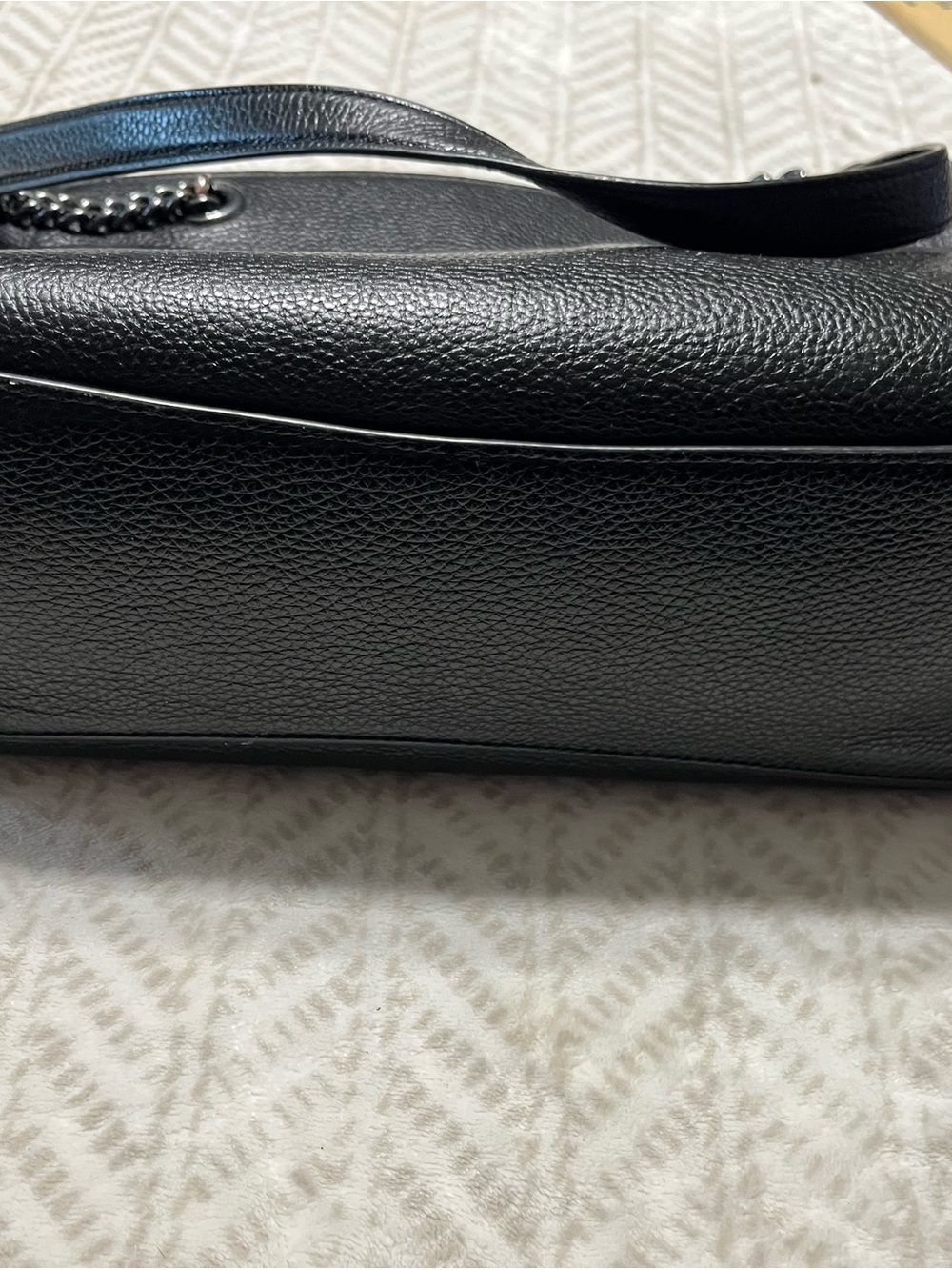 Coach Black Leather Tote with Chain-Accent Straps - Picture 4 of 13
